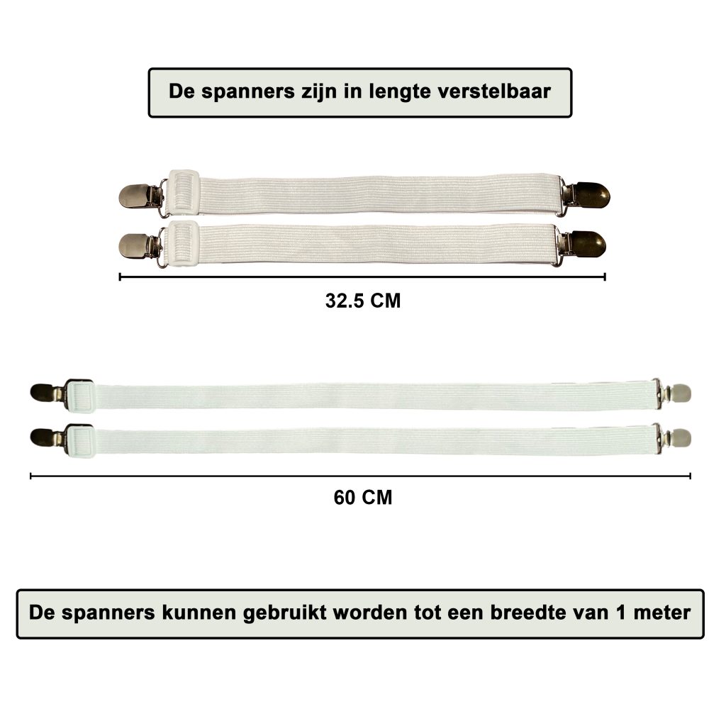 afmetingen tweekoppige lakenspanners wit